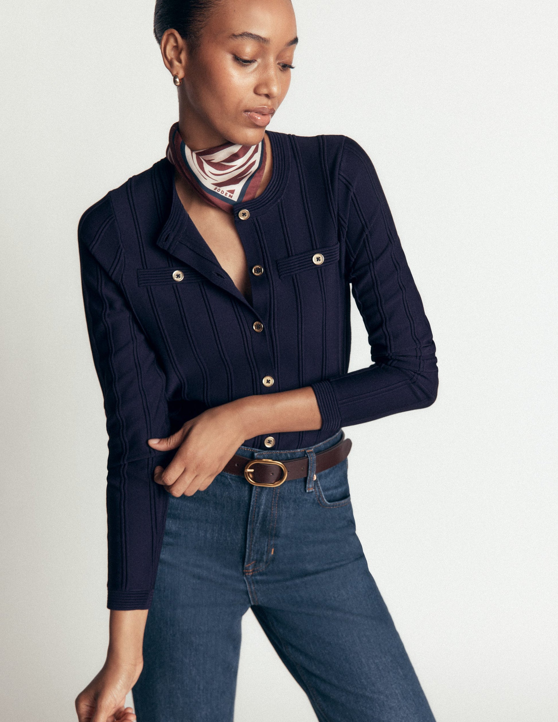 Ottoman Stitch Cardigan-Navy-6