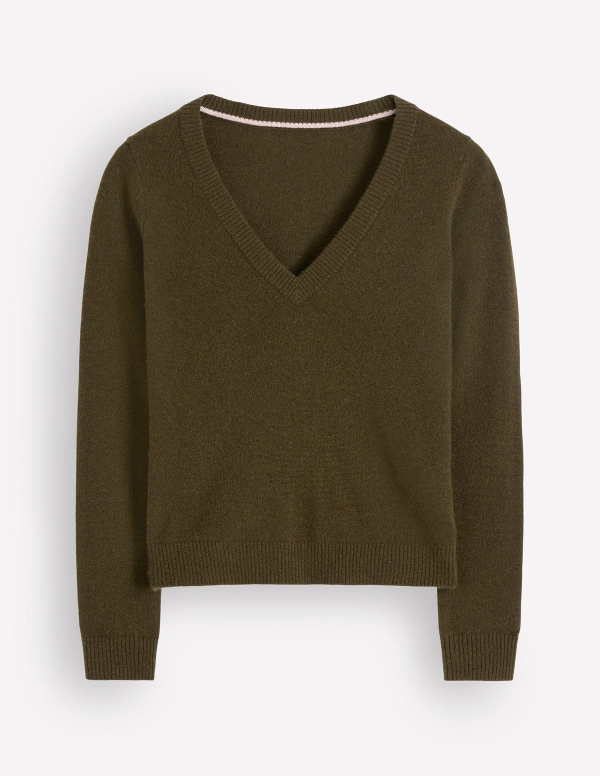 Elsie Kaschmirpullover mit V-Ausschnitt-Jagdgrün-6