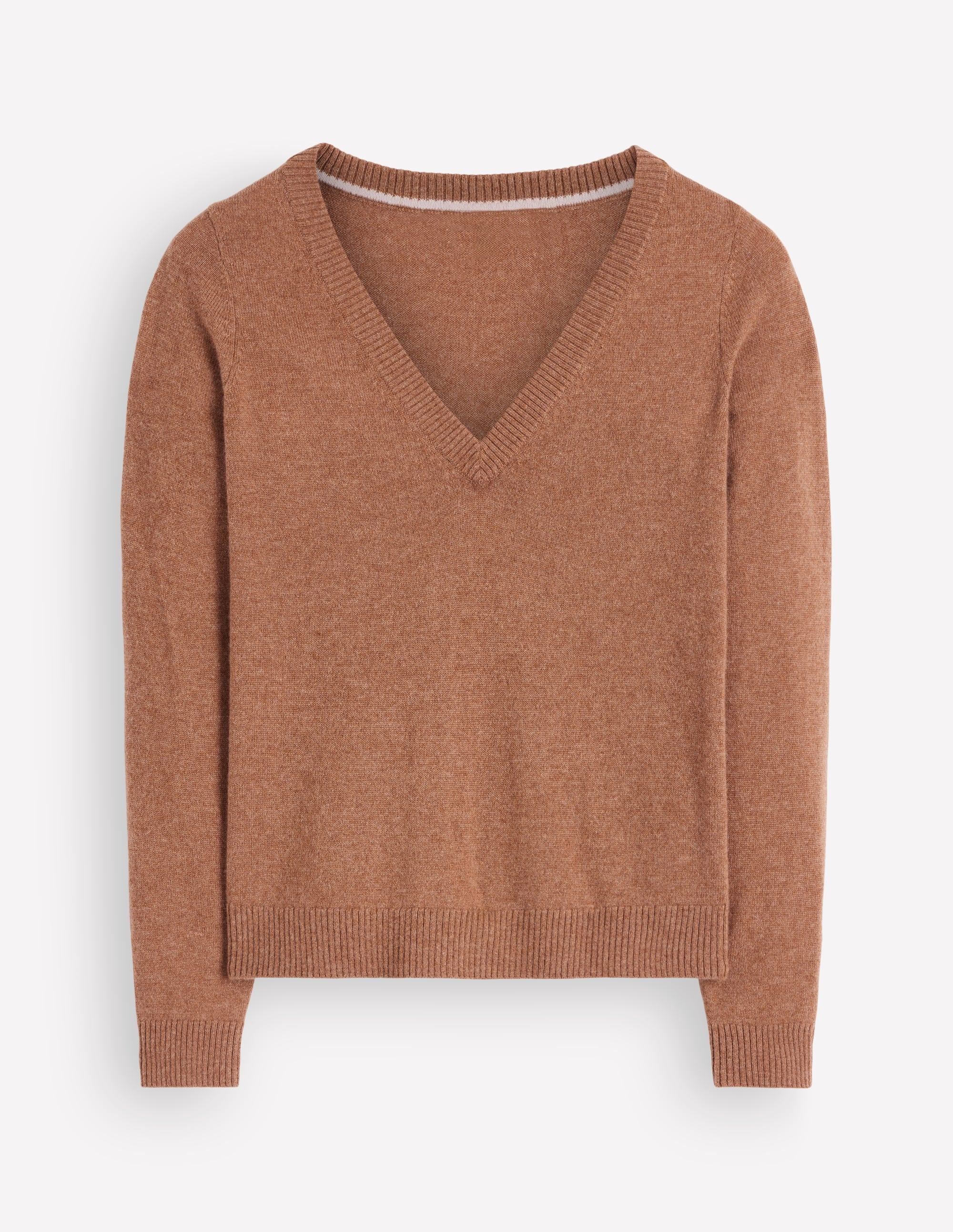 Elsie Cashmere V Neck Jumper-Warm Ginger - Image 6