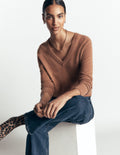 Elsie Cashmere V Neck Jumper-Warm Ginger