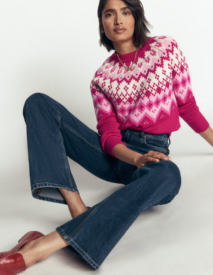 Mae Fair-Isle-Strickpullover-Rote Knospe Melange