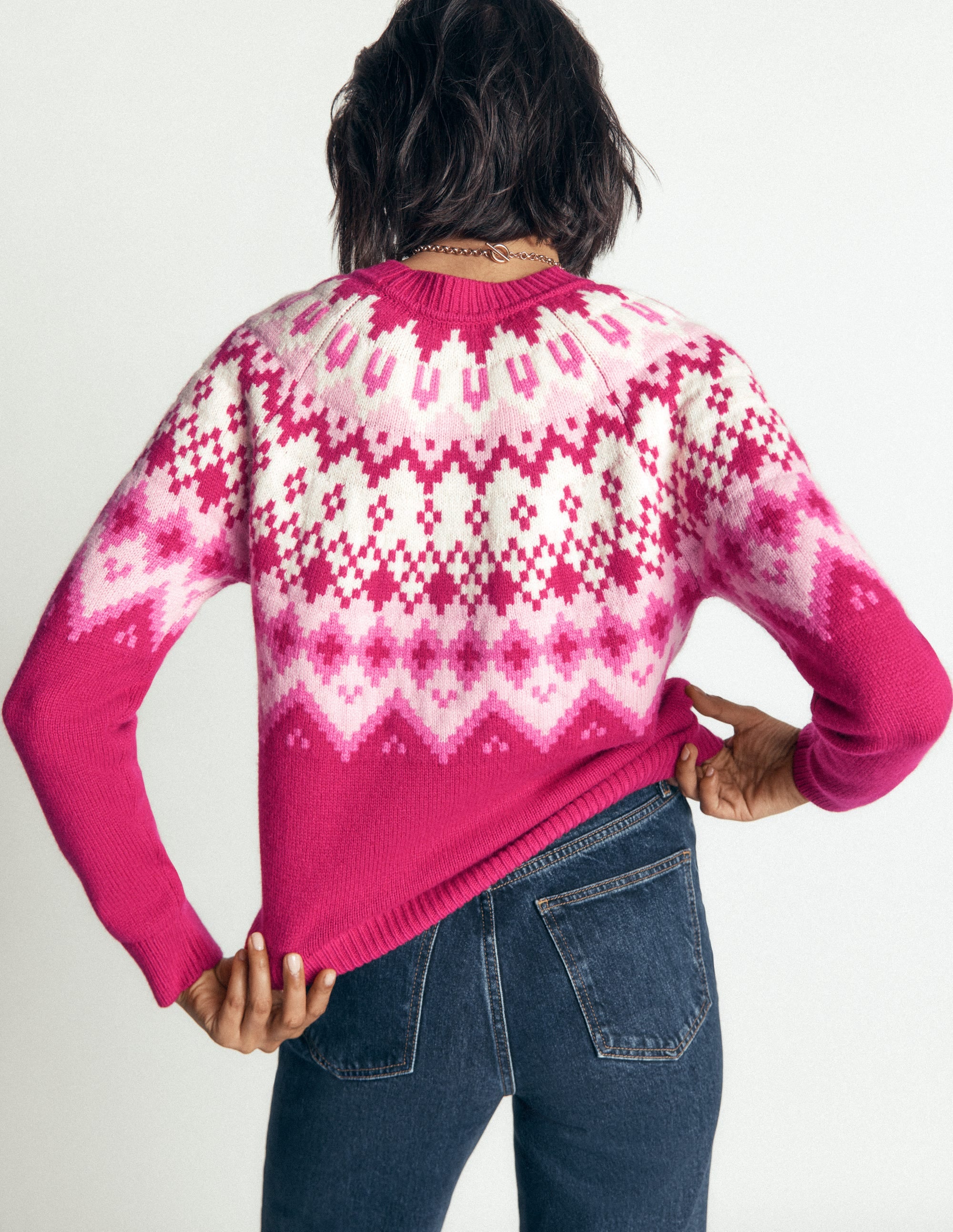 Pull Mae à motif jacquard-Bourgeon rouge chiné - Image 4