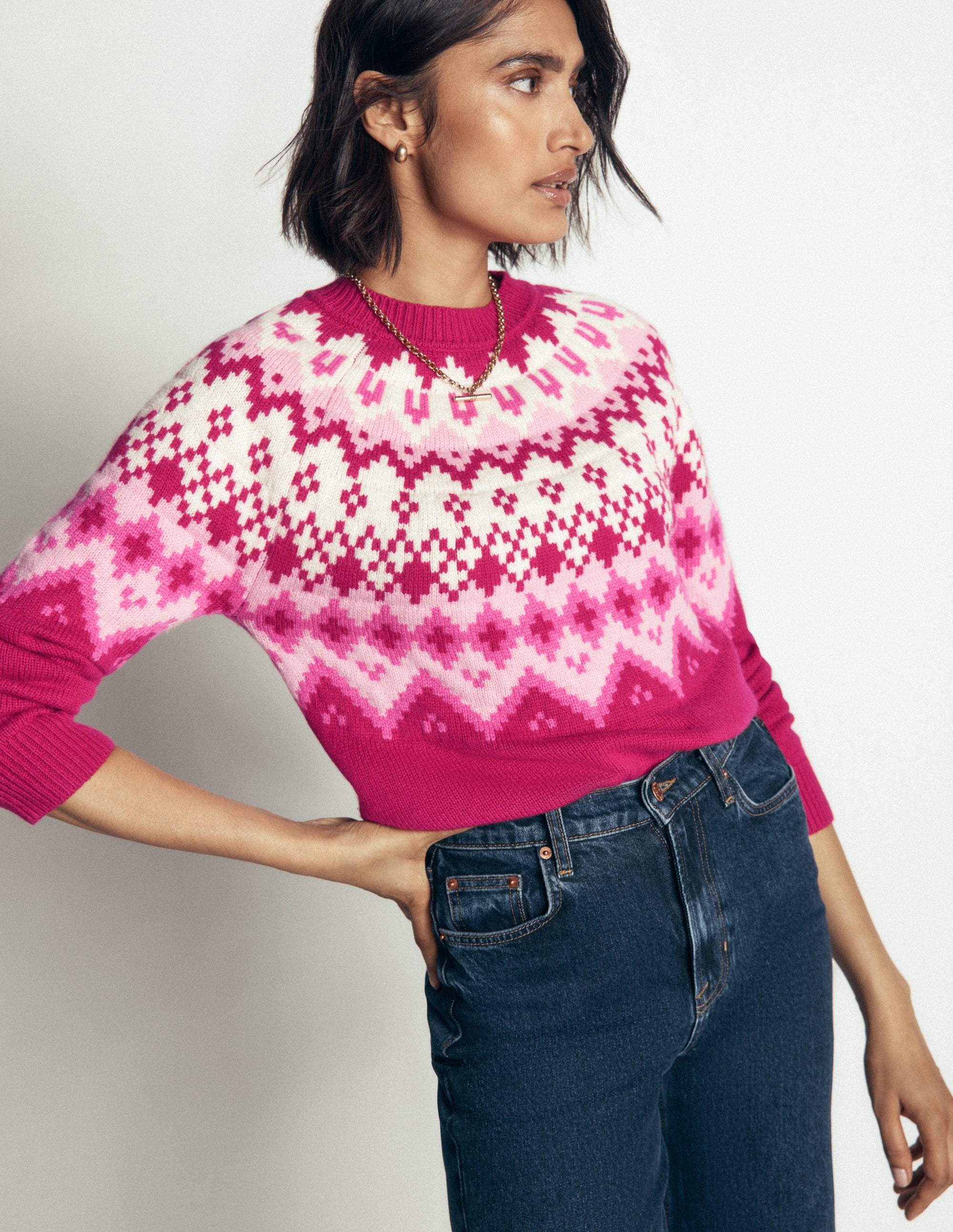 Pull Mae à motif jacquard-Bourgeon rouge chiné - Image 6