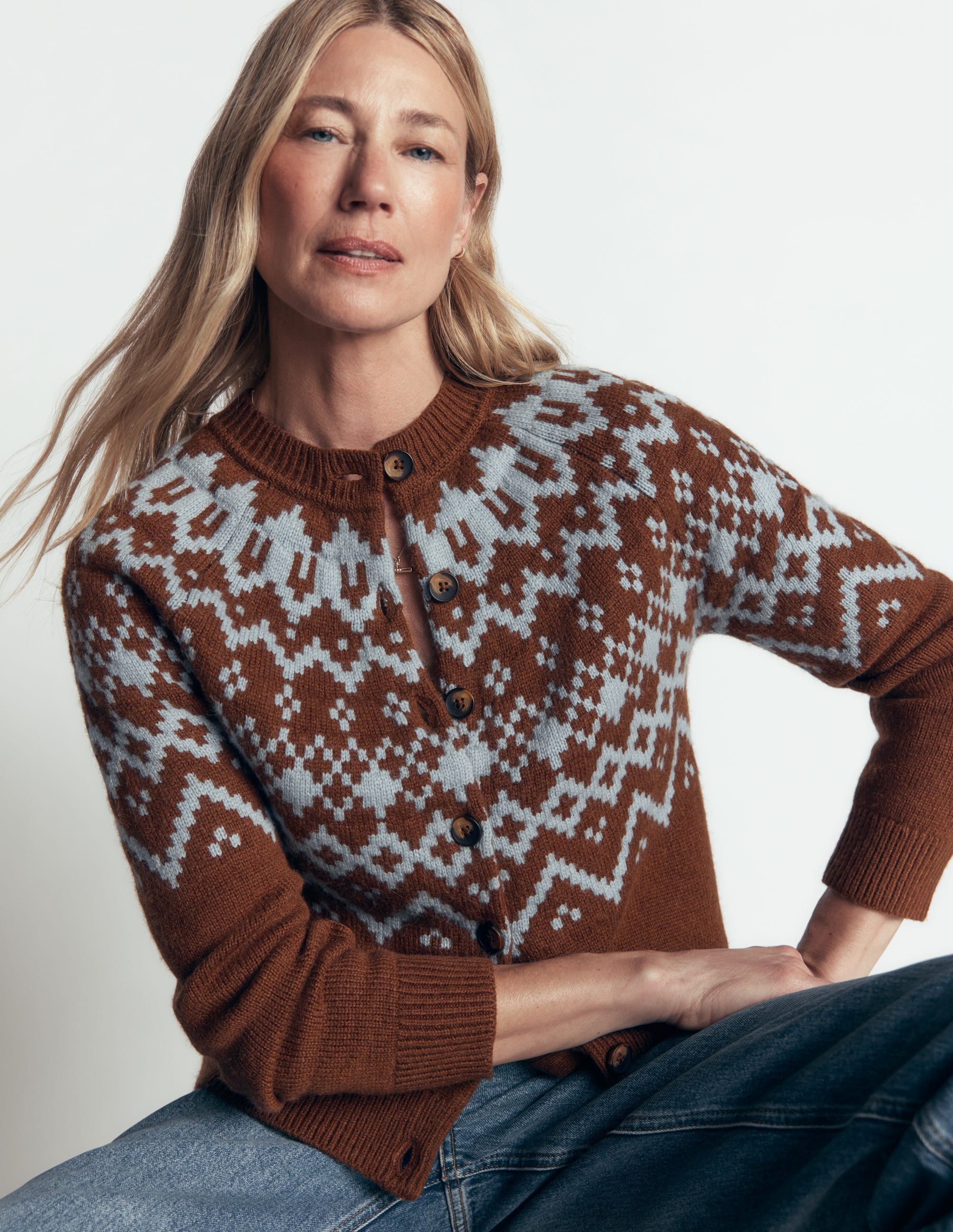 Mae Fair Isle Cardigan-Potting Soil - Image 2