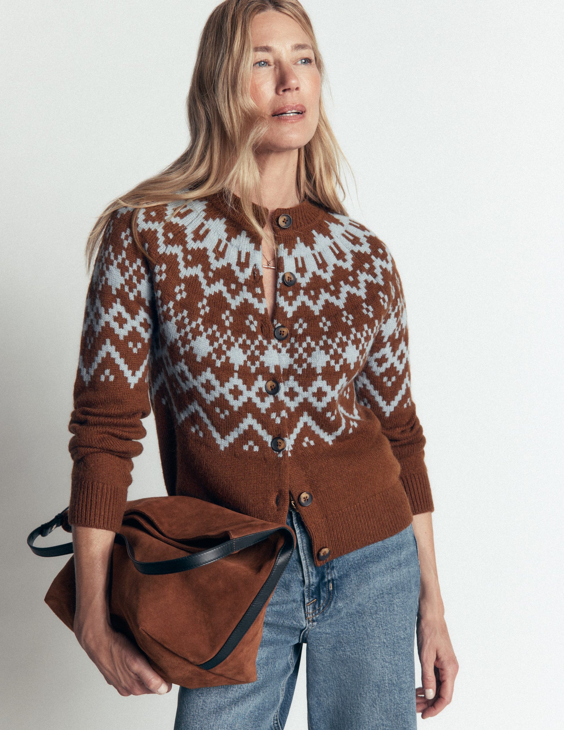 Mae Fair Isle Cardigan-Potting Soil-6