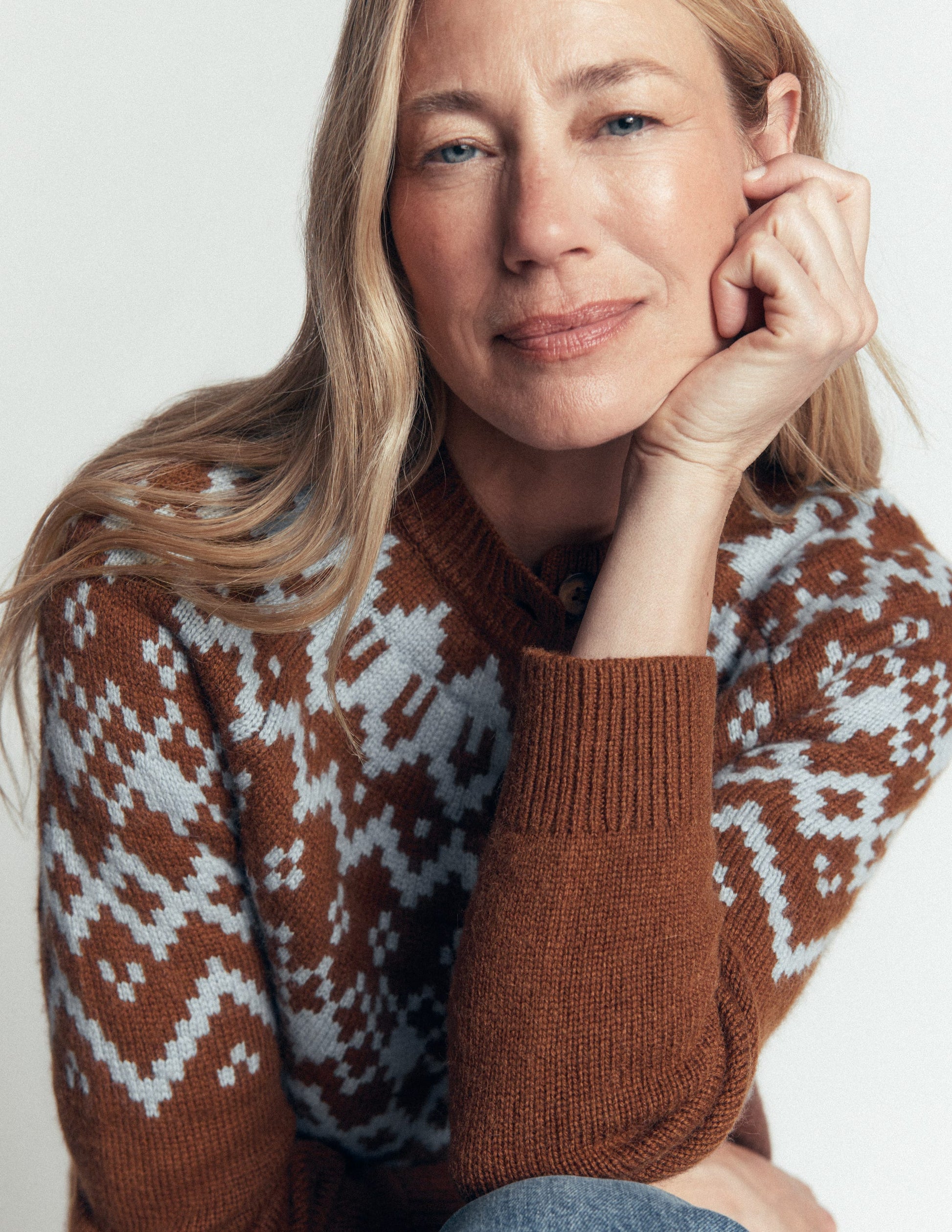 Mae Fair Isle Cardigan-Potting Soil-7
