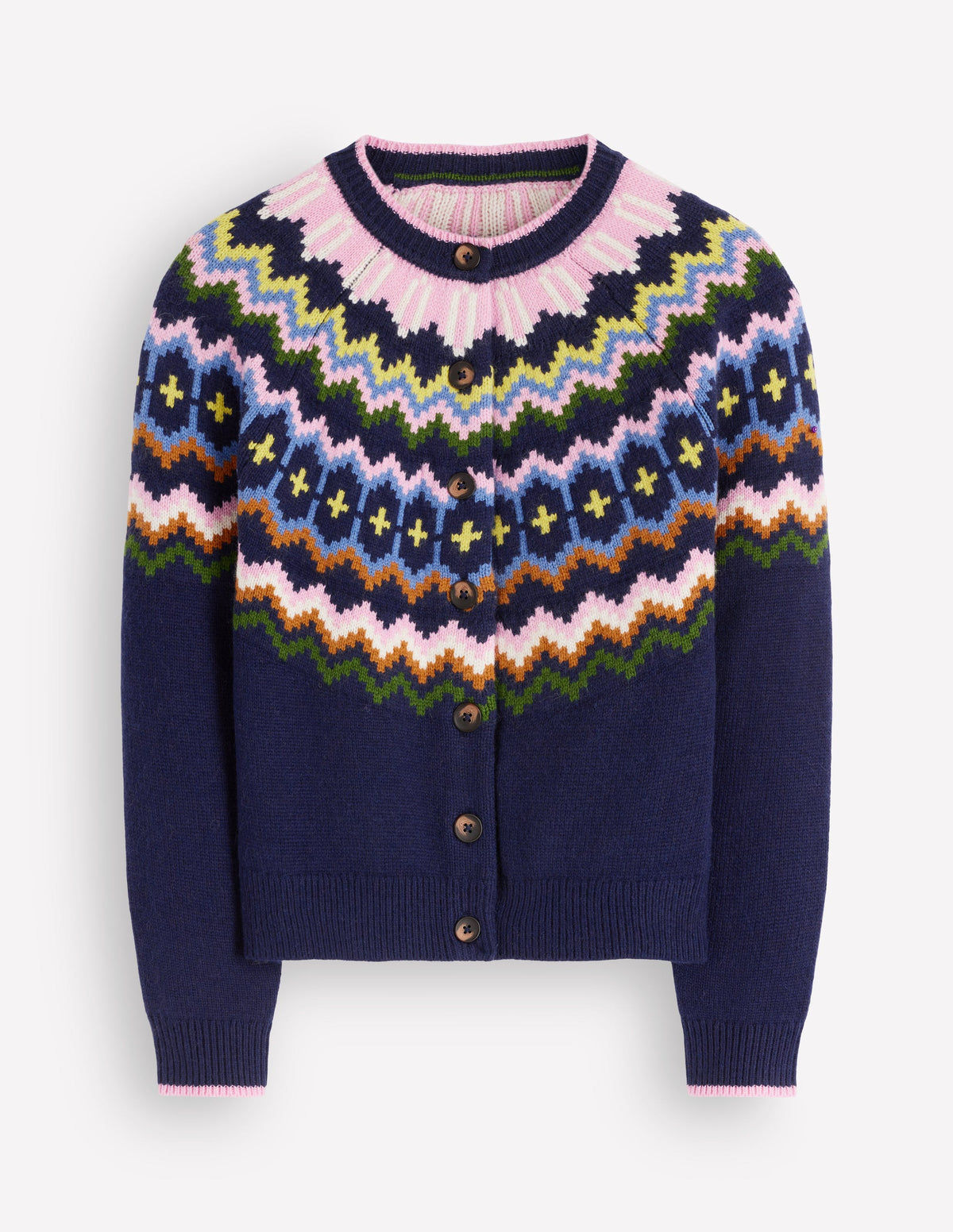 Mae Fair-Isle-Strickjacke-Navy mit Fair Isle - Image 7