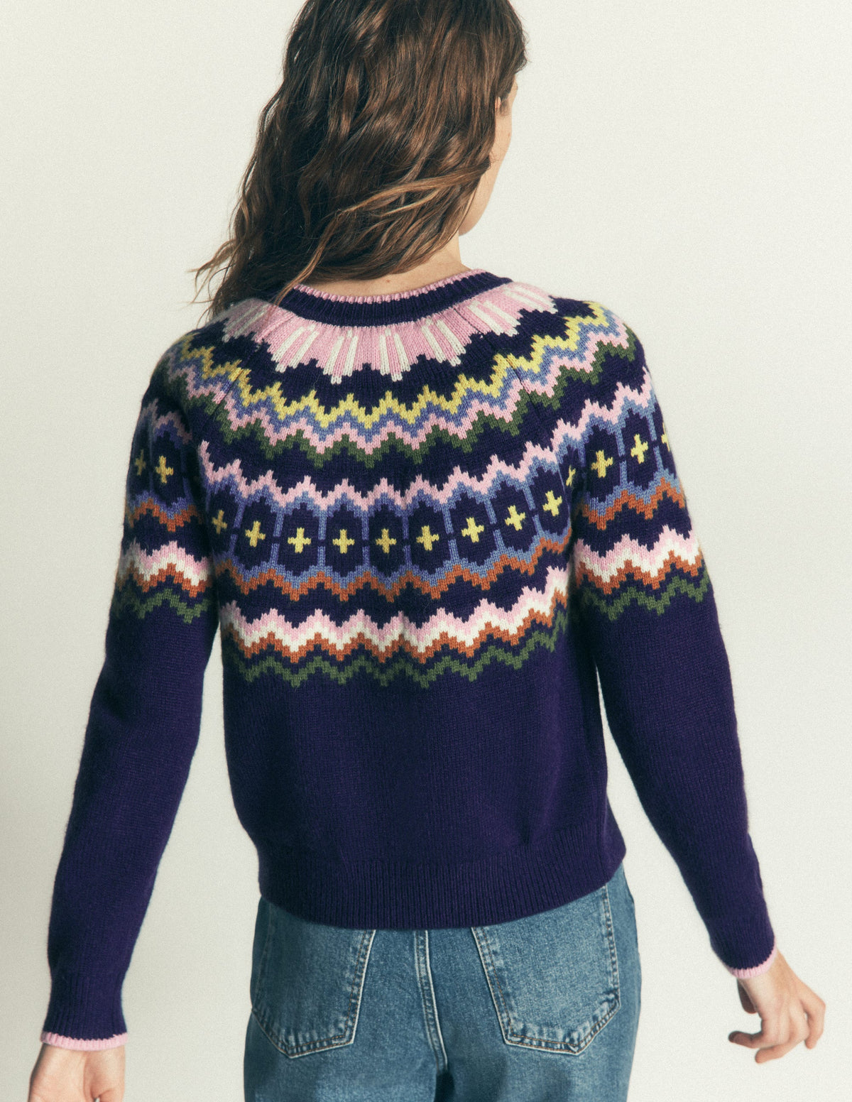Mae Fair-Isle-Strickjacke-Navy mit Fair Isle-5