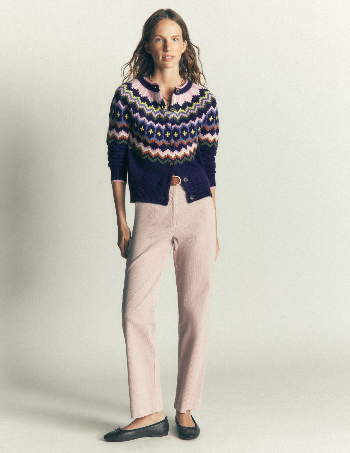Mae Fair-Isle-Strickjacke-Navy mit Fair Isle-7