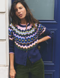 Mae Fair-Isle-Strickjacke-Navy mit Fair Isle