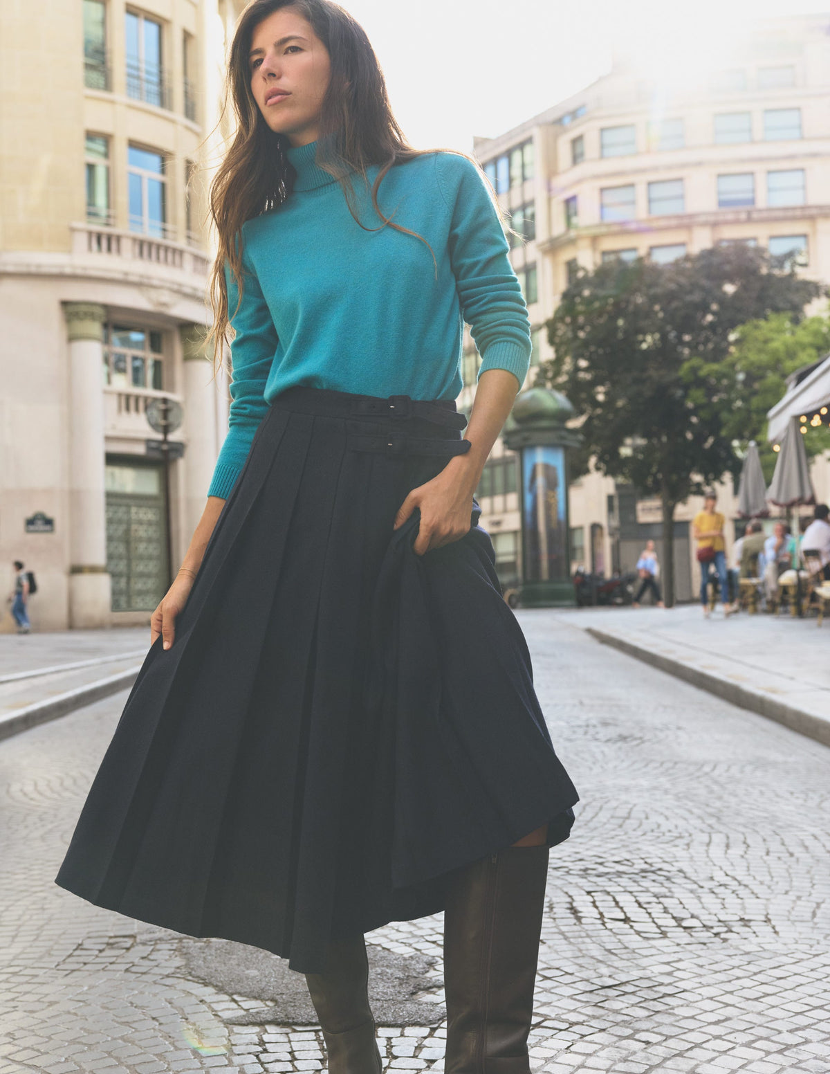 Elsie Rollkragenpullover aus Kaschmir-Azurblau - Image 1