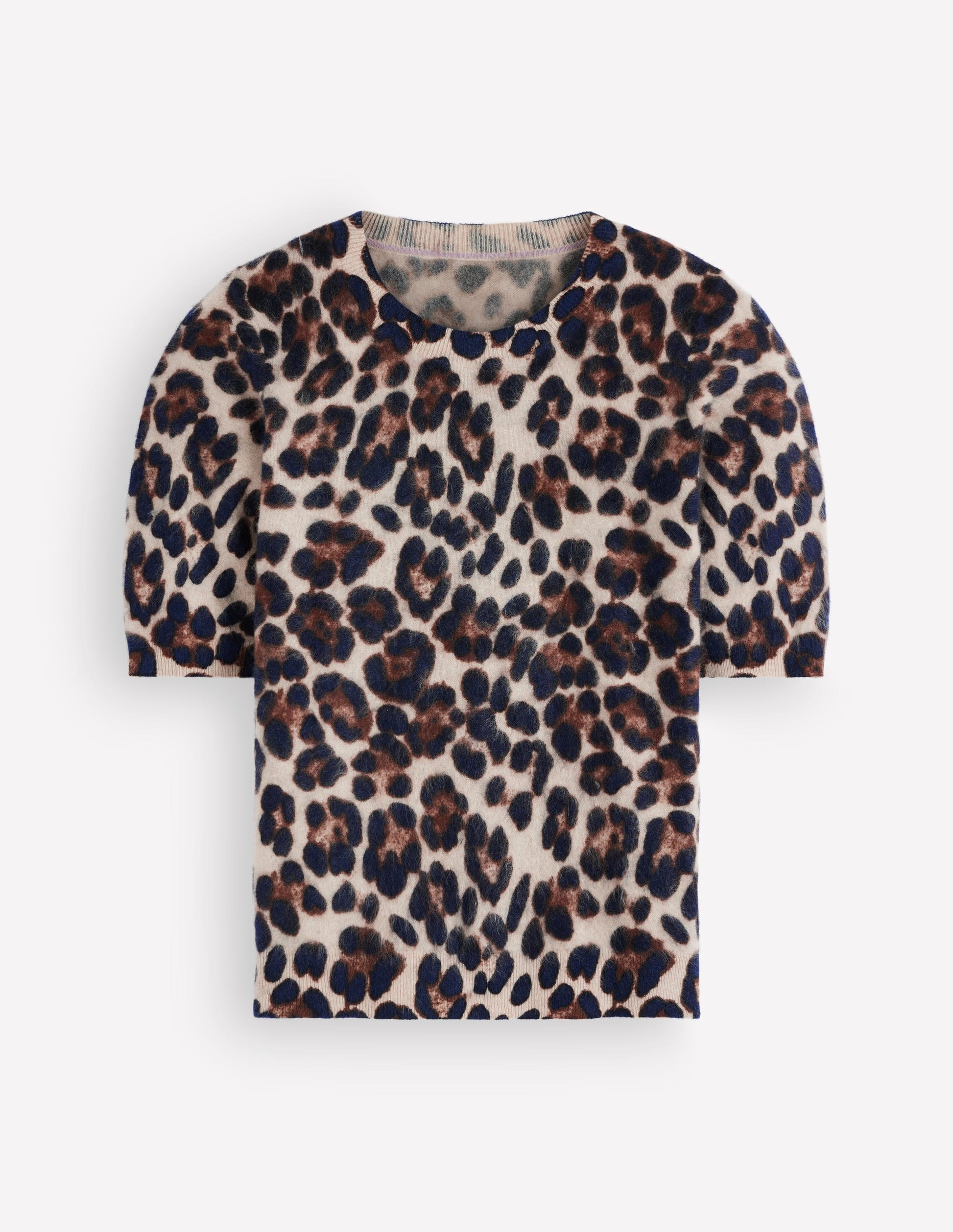 T-shirt Kat en cachemire brossé-Camel, léopard-7