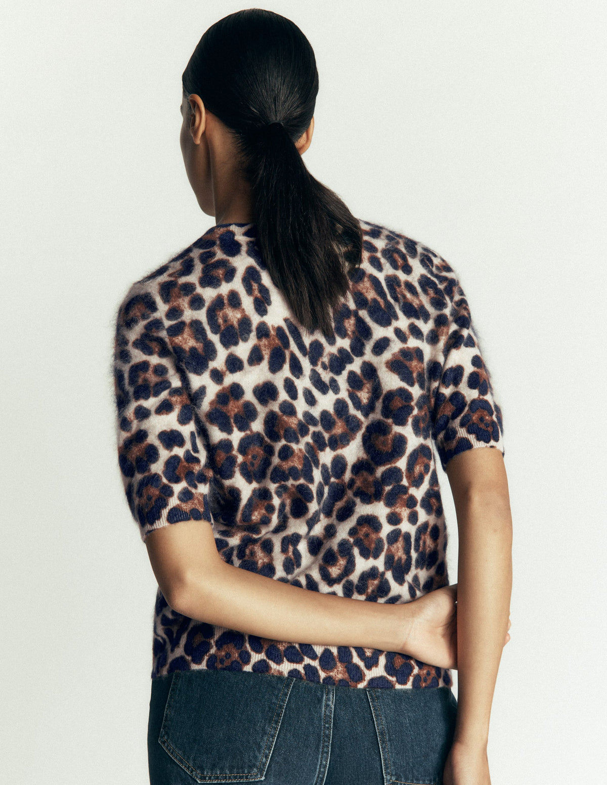 Kat T-Shirt aus gebürstetem Kaschmir-Camel, Leopard-3