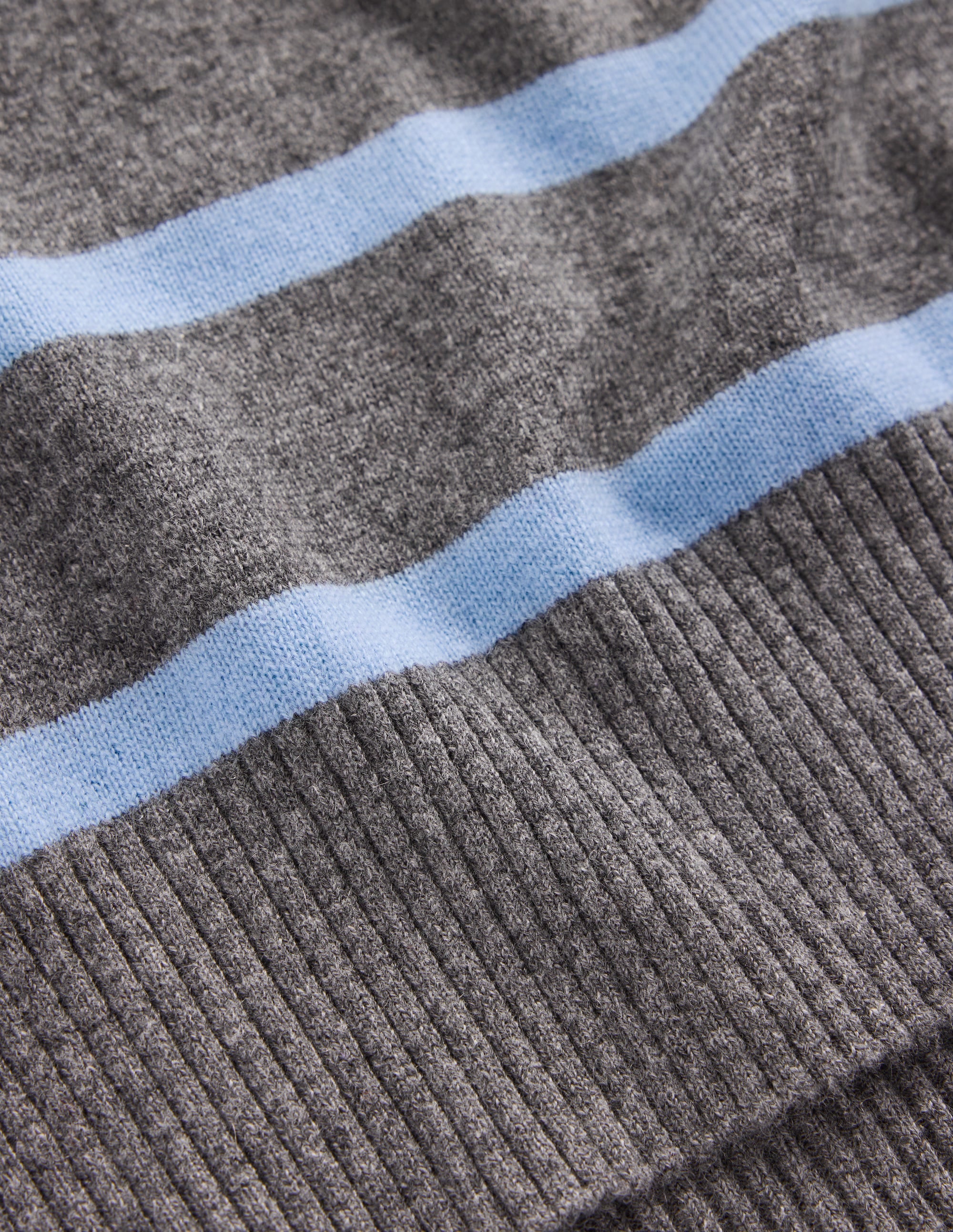 Fay Cashmere Crew Neck Jumper-Charcoal, Blue Stripe - Image 7