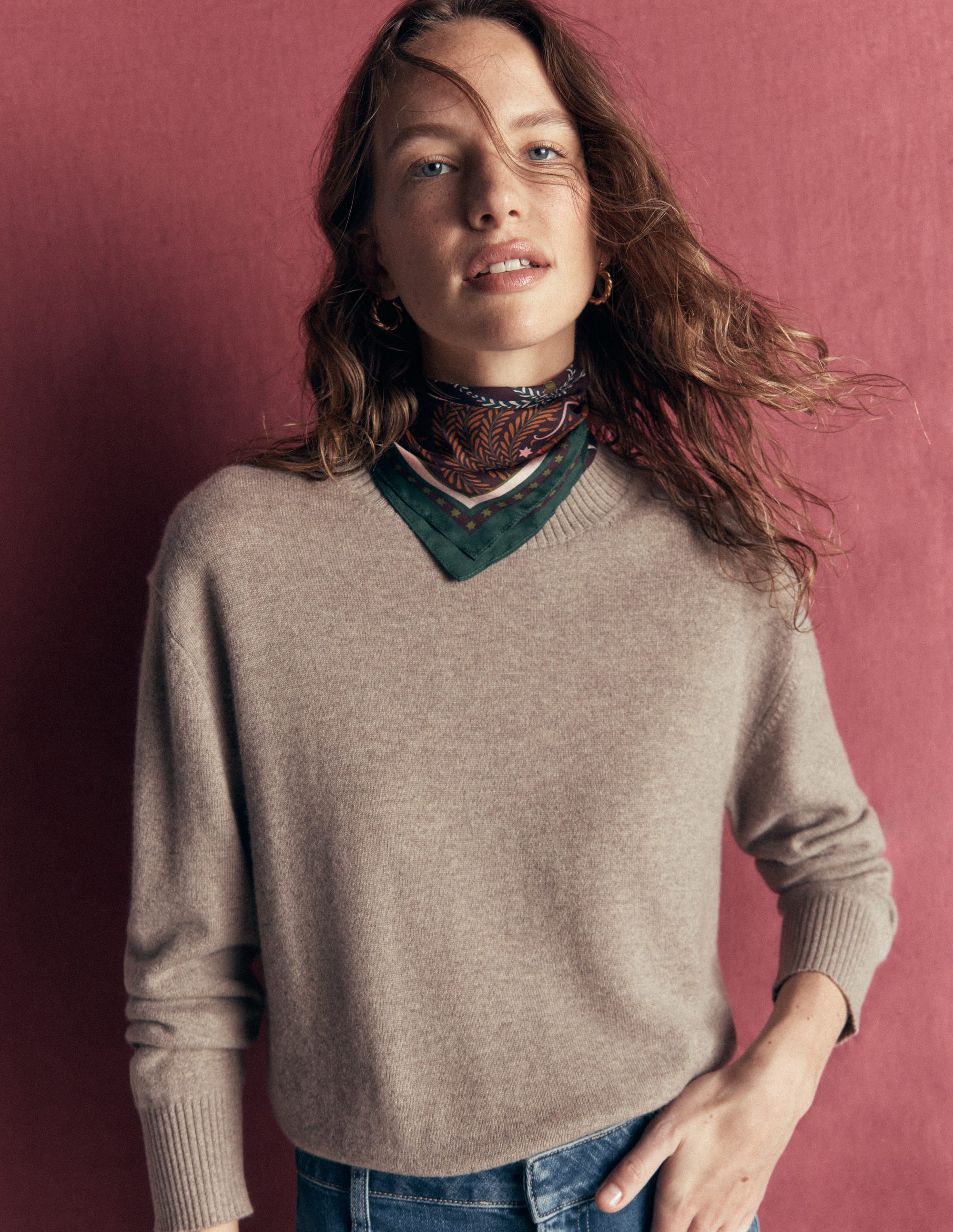 Fay Cashmere Crew Neck Jumper-Mink Melange - Image 1