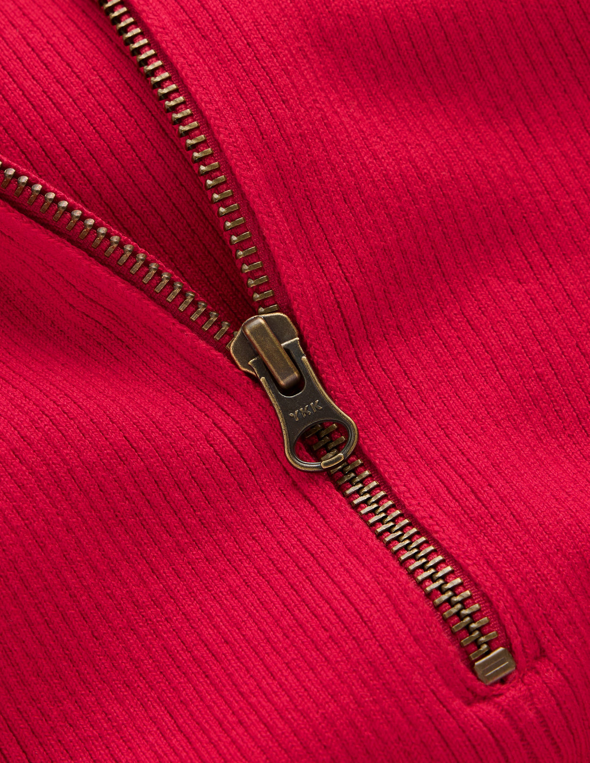 Zelda Rippstrickpullover mit Halbreißverschluss-Merida-Rot-6