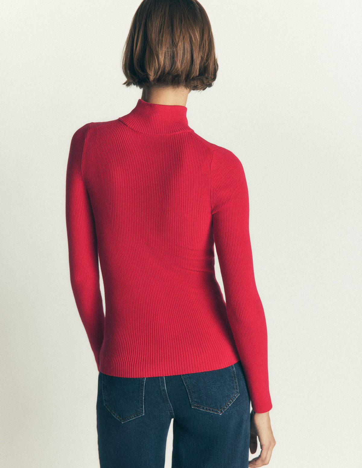 Zelda Rippstrickpullover mit Halbreißverschluss-Merida-Rot - Image 3