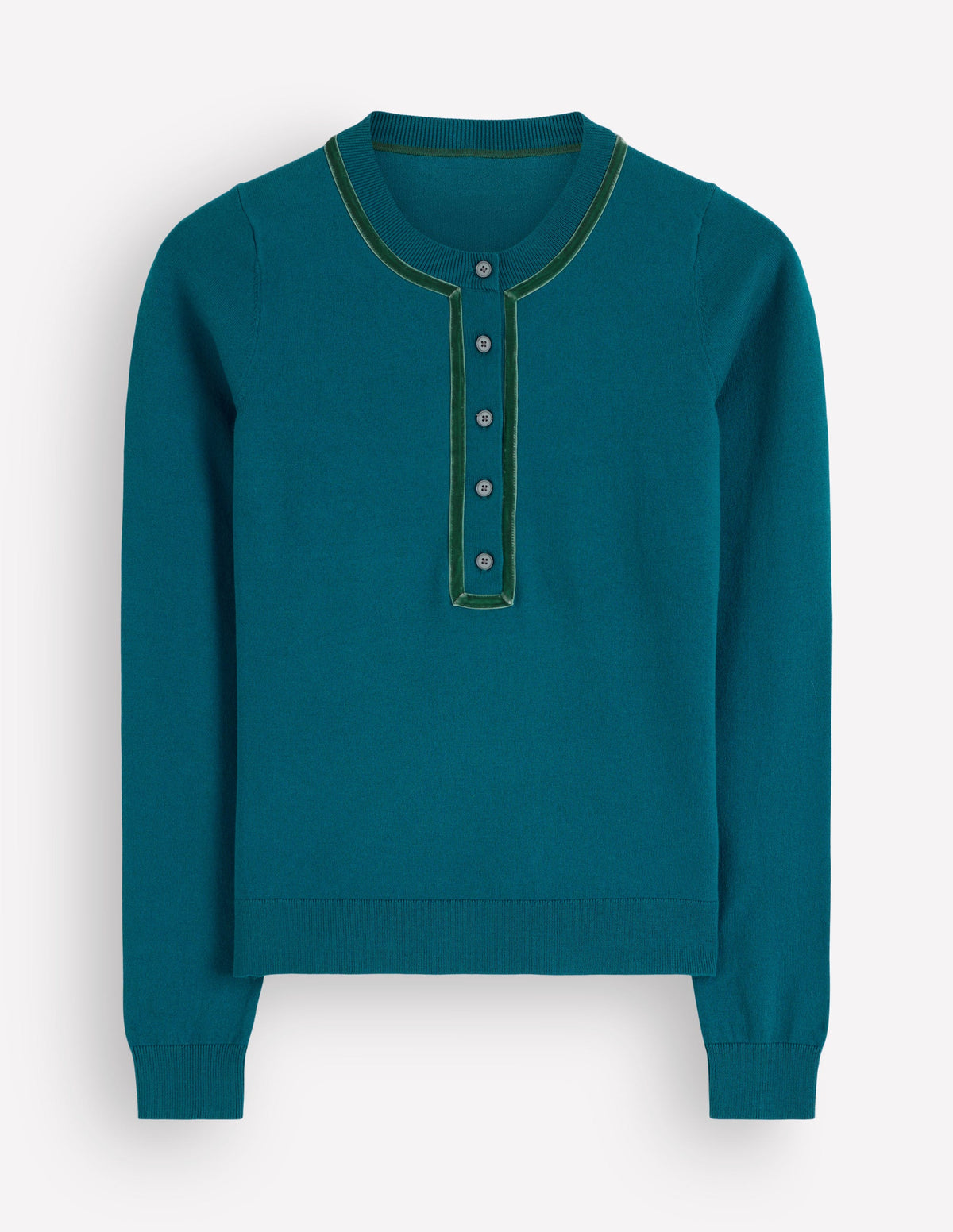 Violet Henley-Shirt mit Samtbesatz-Tintenblau - Image 6