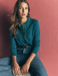 Violet Henley-Shirt mit Samtbesatz-Tintenblau