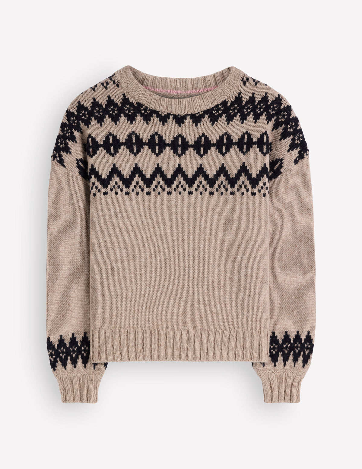 Breiter Fair-Isle-Pullover-Chinchilla Meliert, Fair-Isle-8