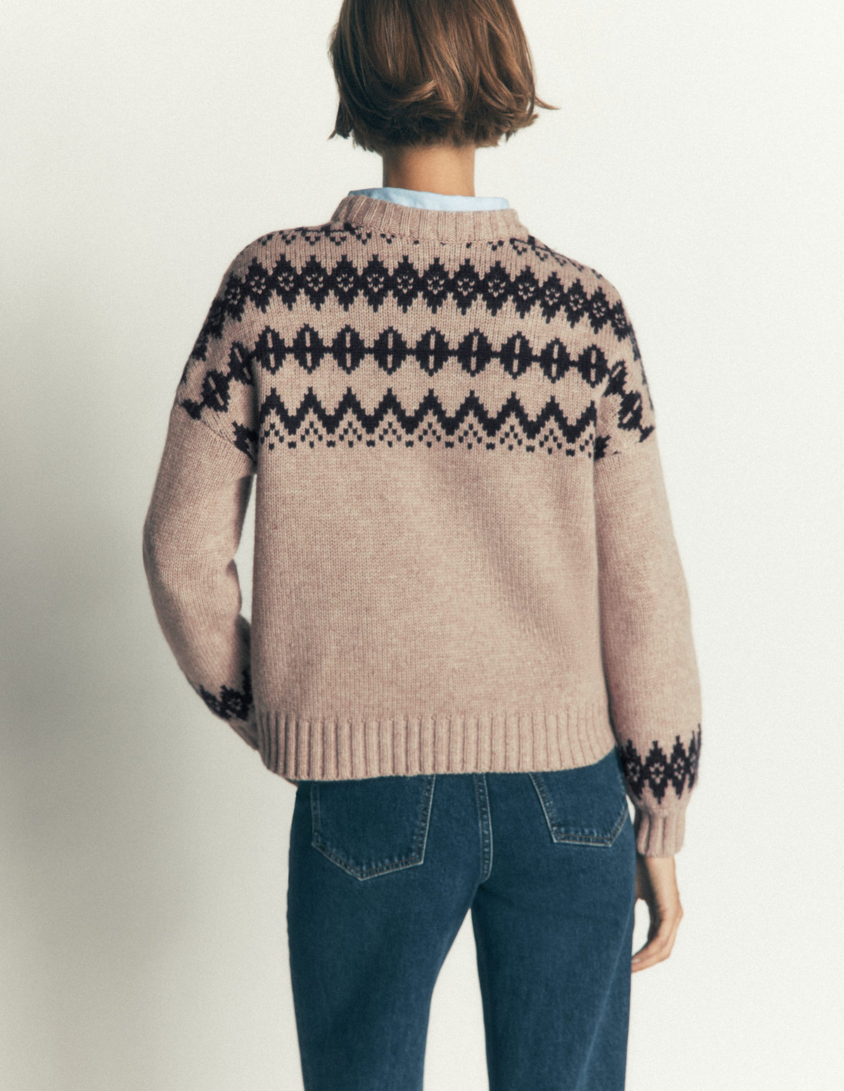Breiter Fair-Isle-Pullover-Chinchilla Meliert, Fair-Isle-3
