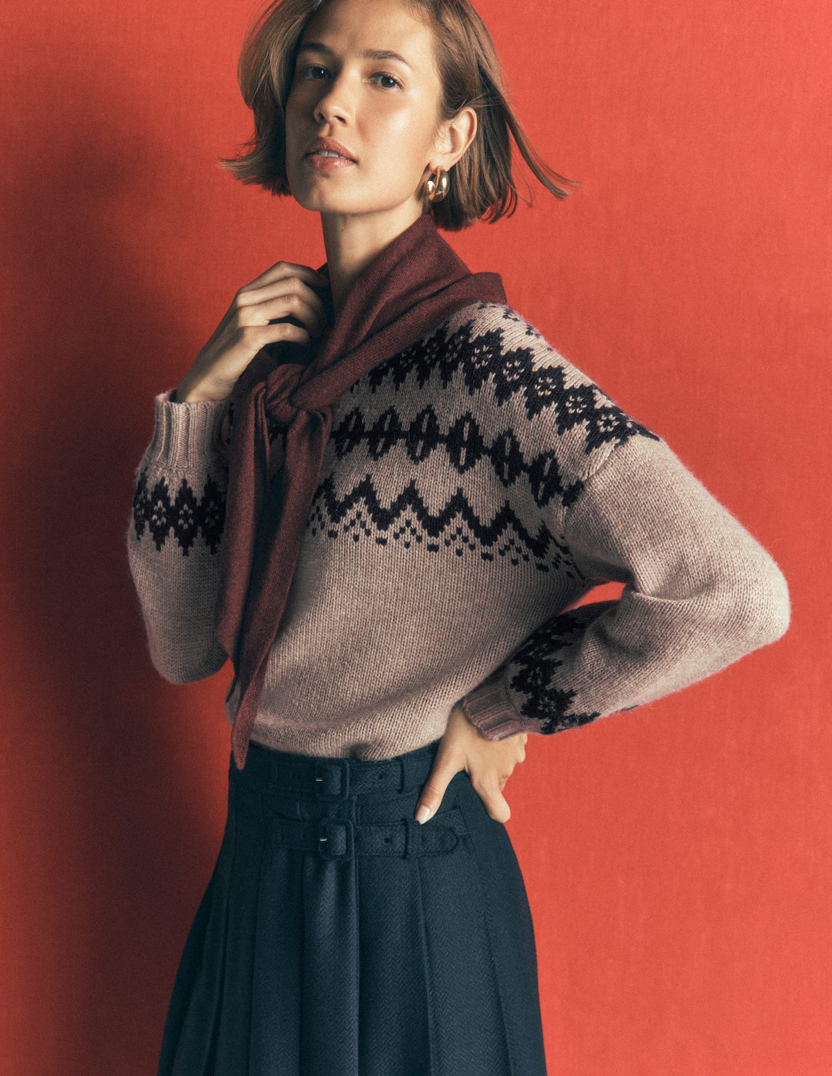 Breiter Fair-Isle-Pullover-Chinchilla Meliert, Fair-Isle-4