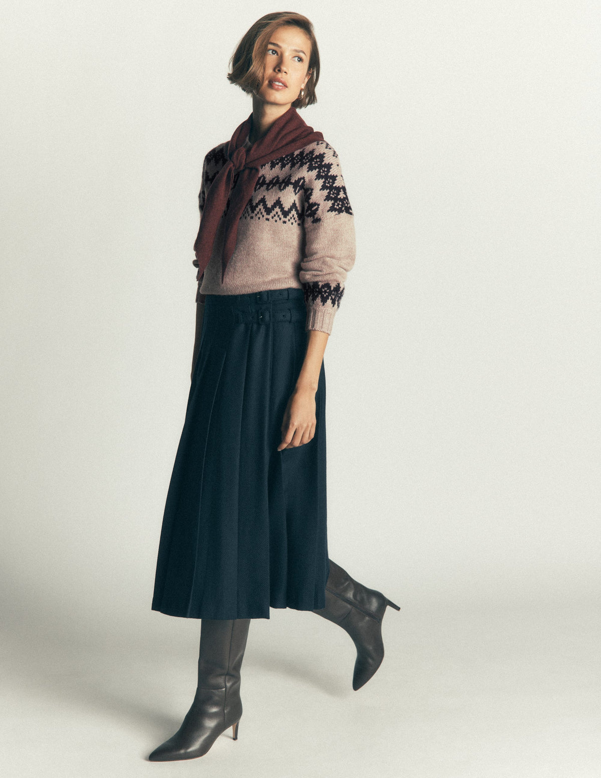 Breiter Fair-Isle-Pullover-Chinchilla Meliert, Fair-Isle-7