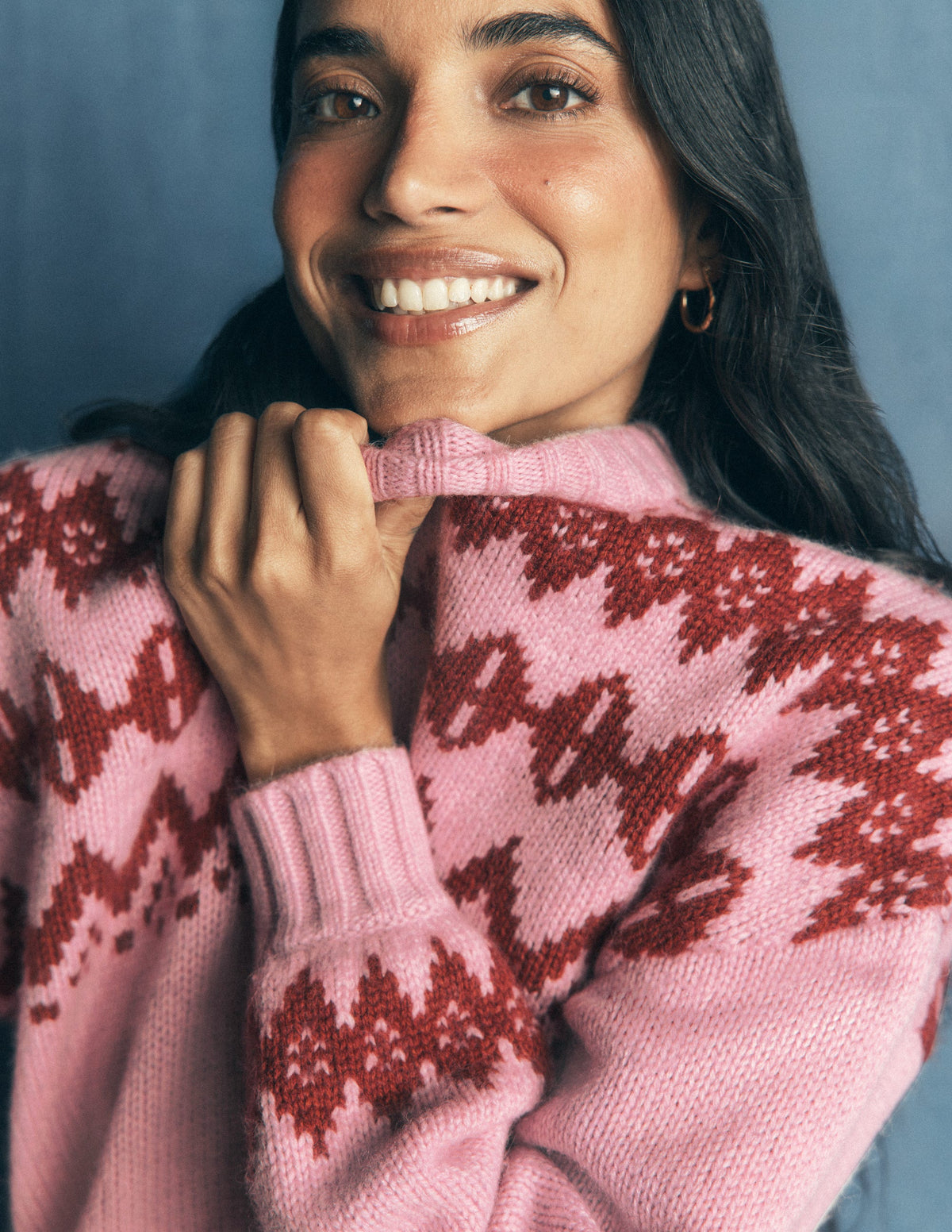 Breiter Fair-Isle-Pullover-Frühlingsblütenrosa, Fair-Isle - Image 3
