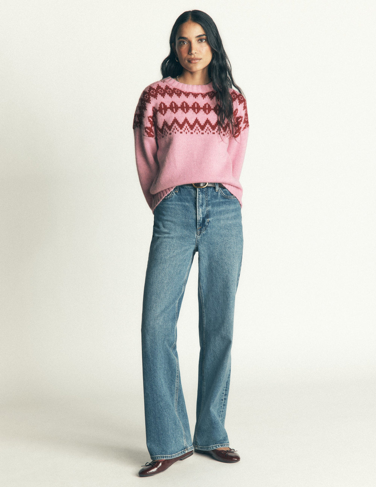 Breiter Fair-Isle-Pullover-Frühlingsblütenrosa, Fair-Isle-7