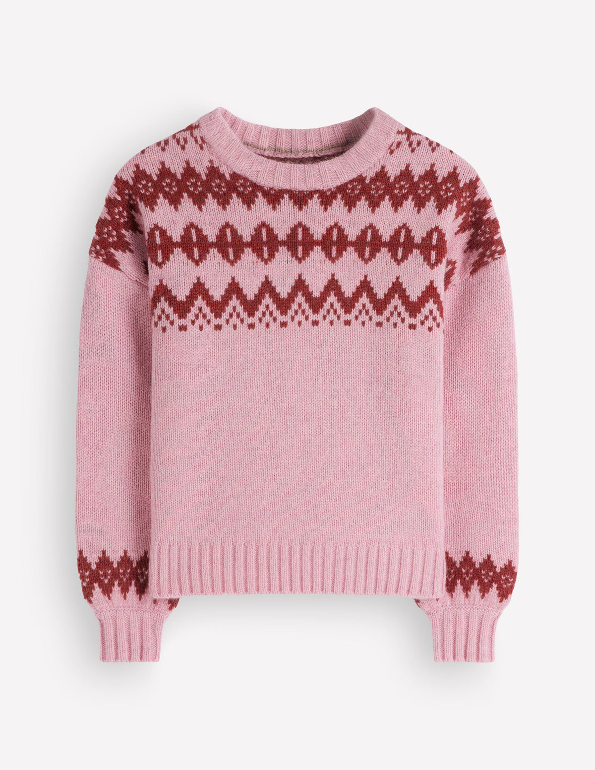 Breiter Fair-Isle-Pullover-Frühlingsblütenrosa, Fair-Isle-8