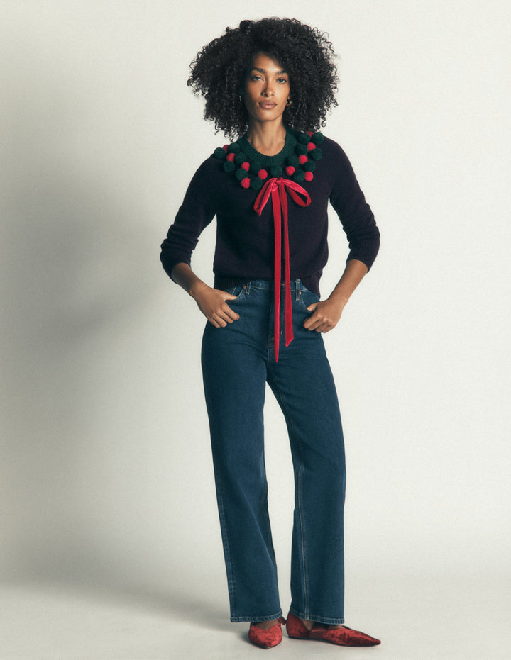 Mae Origineller Pullover-Marineblau Kranz