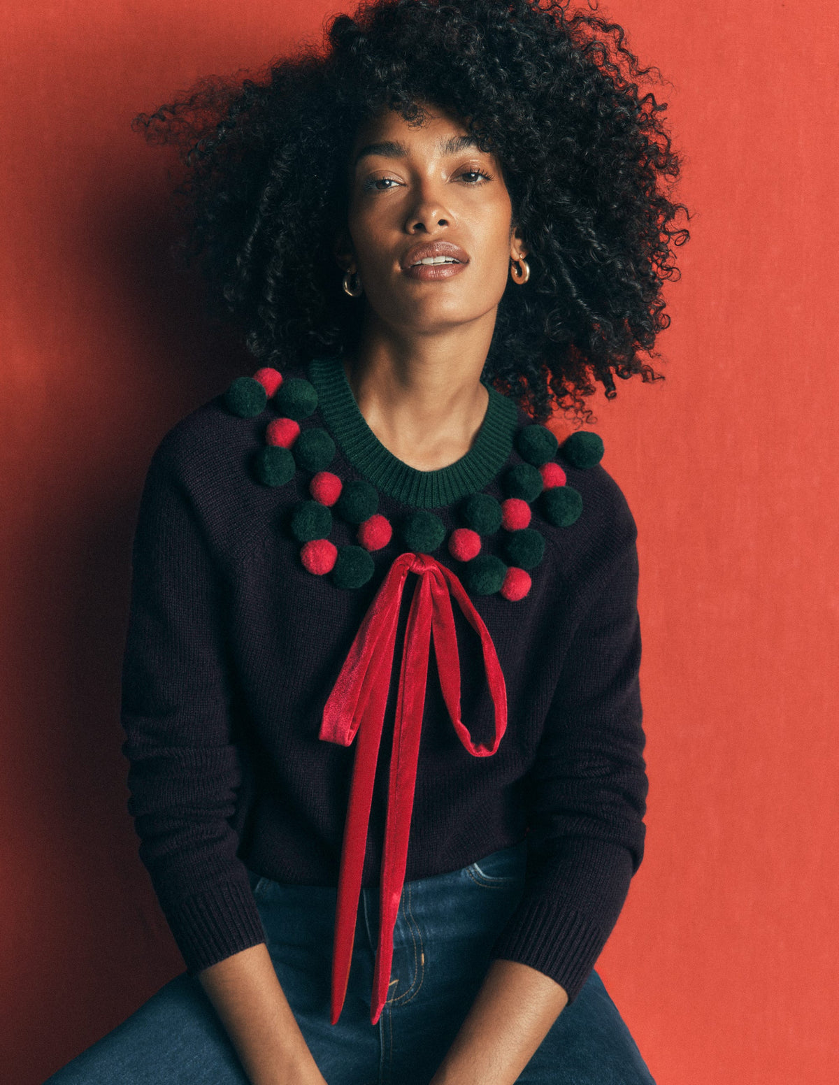 Mae Novelty Jumper-Navy Wreath - Image 5