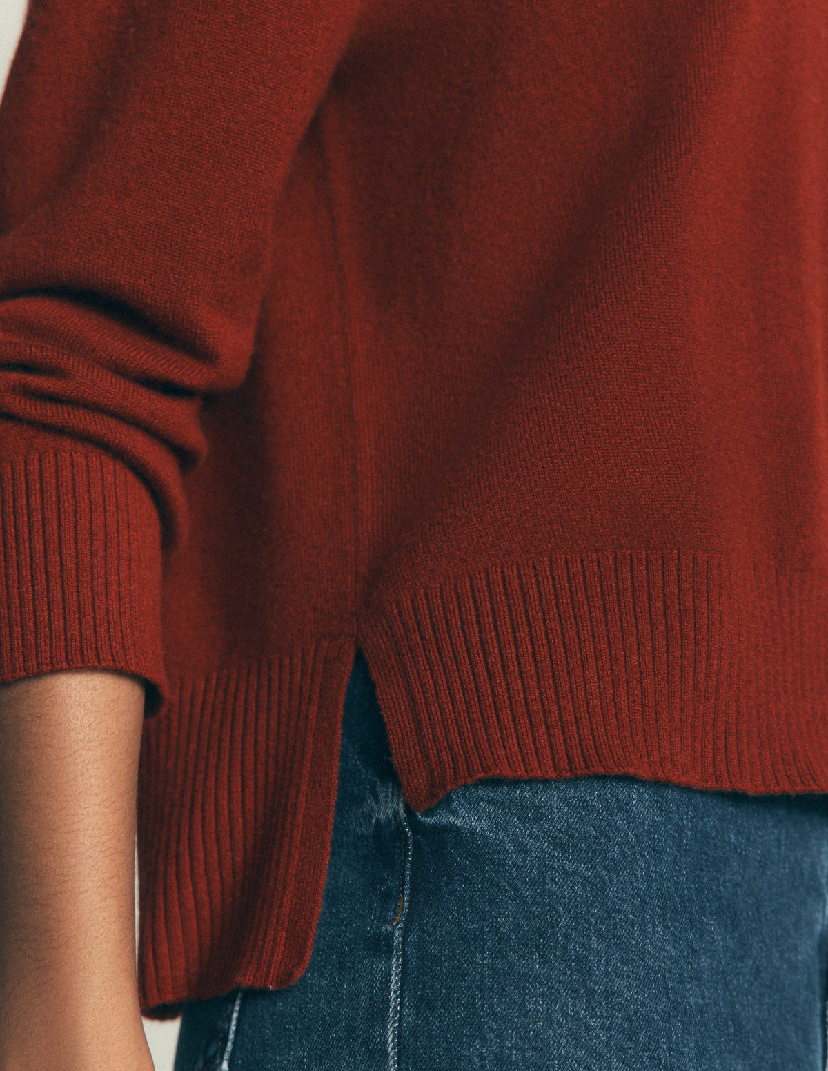Fay Hochgeschlossener Kaschmirpullover-Braun-Orange-2