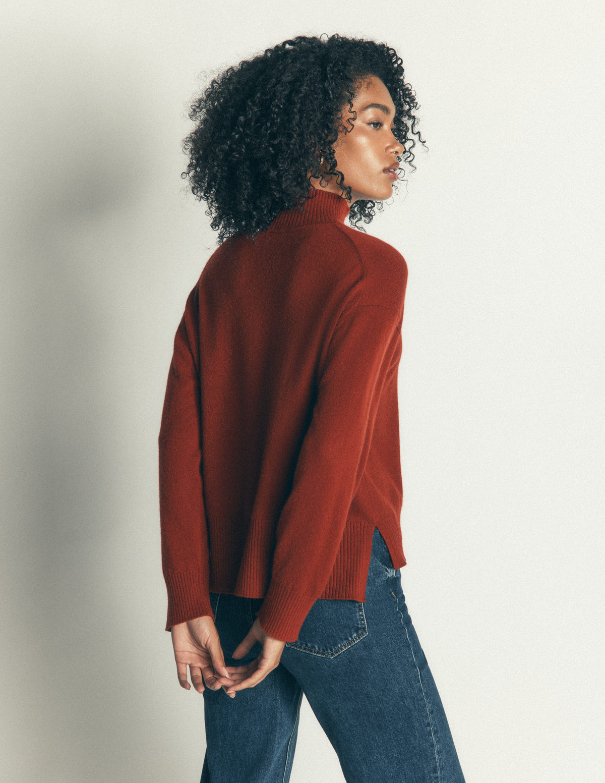 Fay Hochgeschlossener Kaschmirpullover-Braun-Orange-3