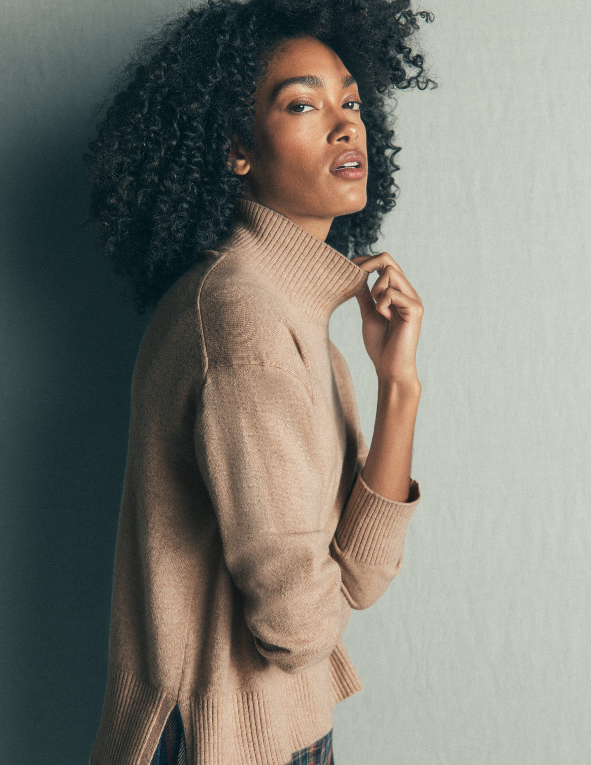 Fay Hochgeschlossener Kaschmirpullover-Graubraun Meliert-5