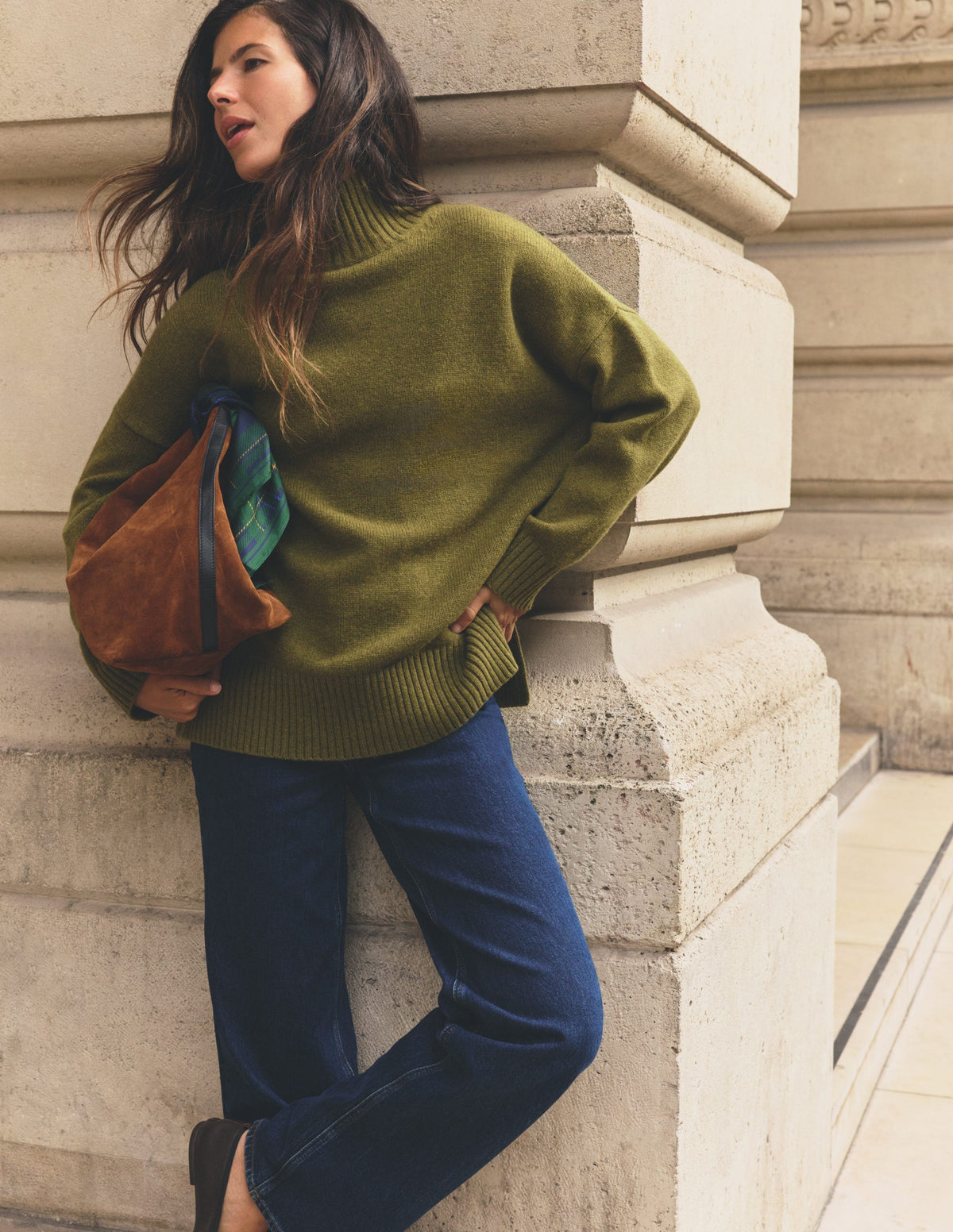 Marta Langer Merino-Pullover-Ockergrün - Image 1