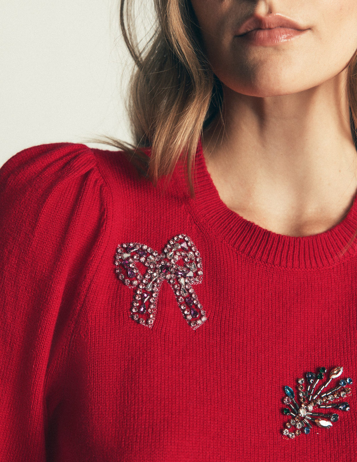 Ria Verzierter Strickpullover-Rot, Weihnachten - Image 2