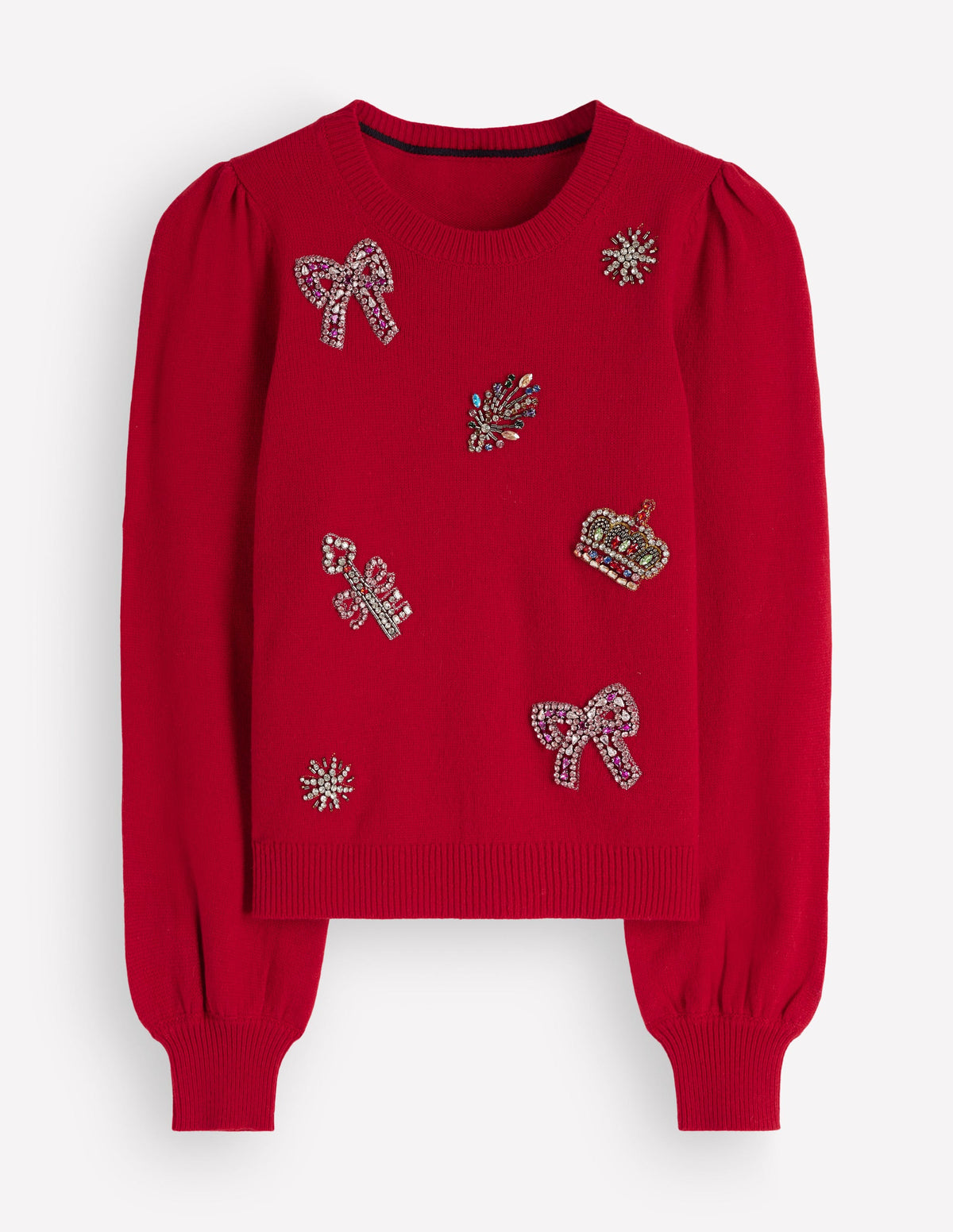 Ria Verzierter Strickpullover-Rot, Weihnachten-7