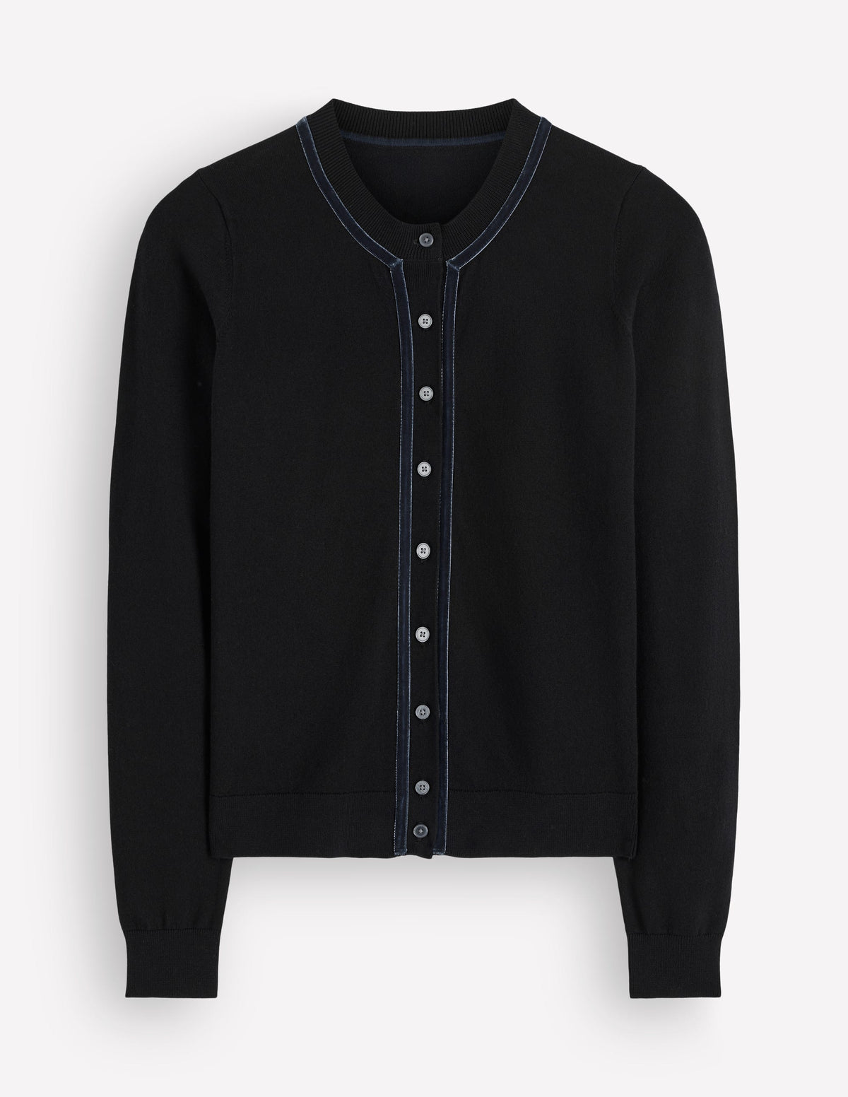 Violet Strickjacke mit Samtbesatz-Schwarz-5