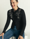 Verzierte Strickjacke-Schwarz