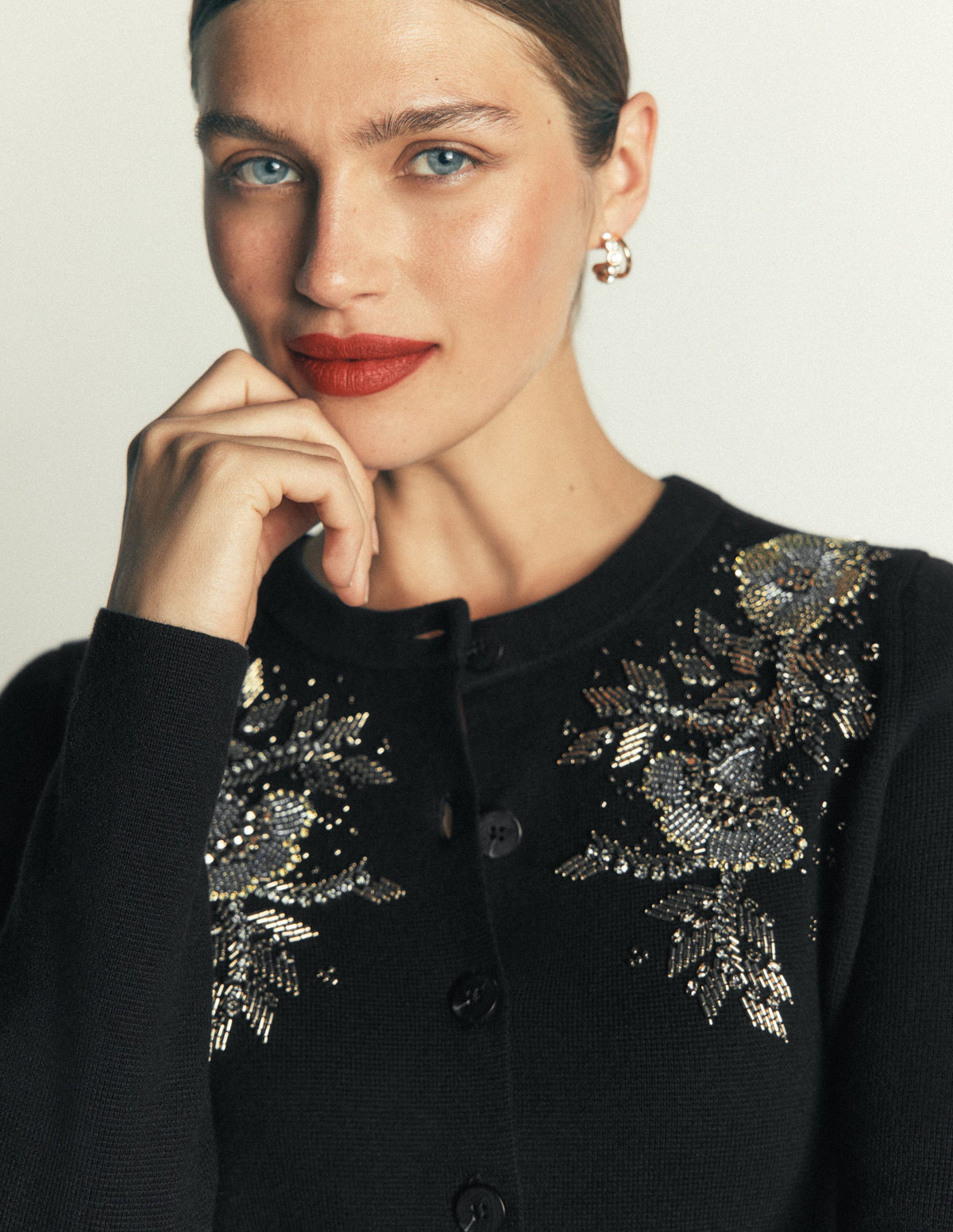 Verzierte Strickjacke-Schwarz-2