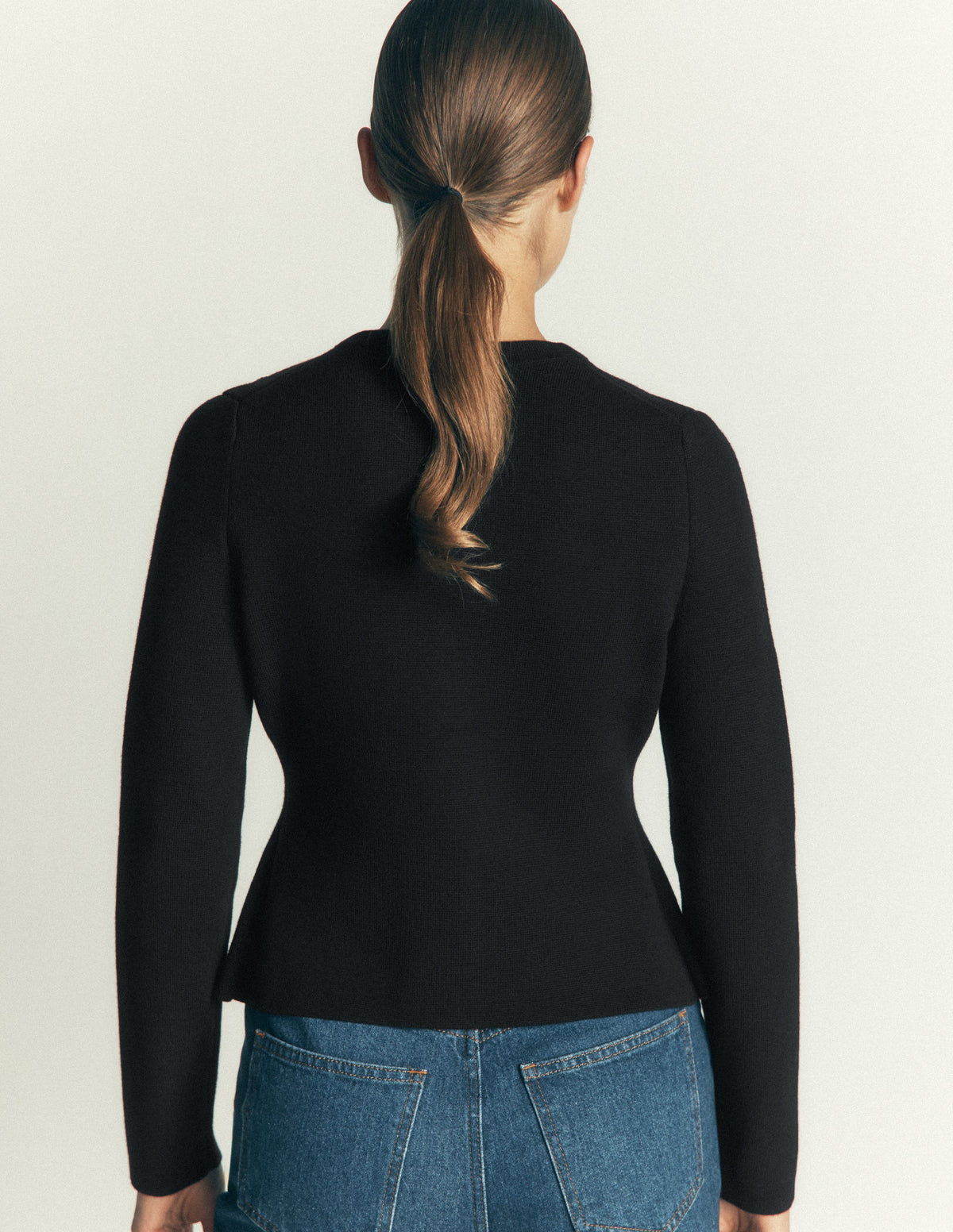 Verzierte Strickjacke-Schwarz-3