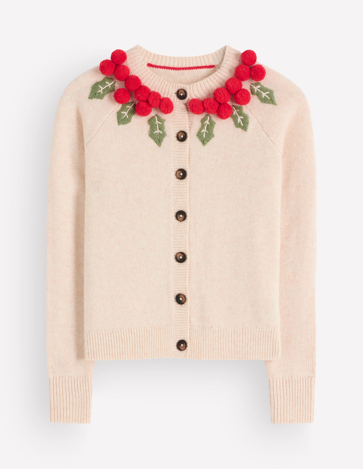 Mae Originelle Strickjacke-Naturweiß, Stechpalmenkranz-5