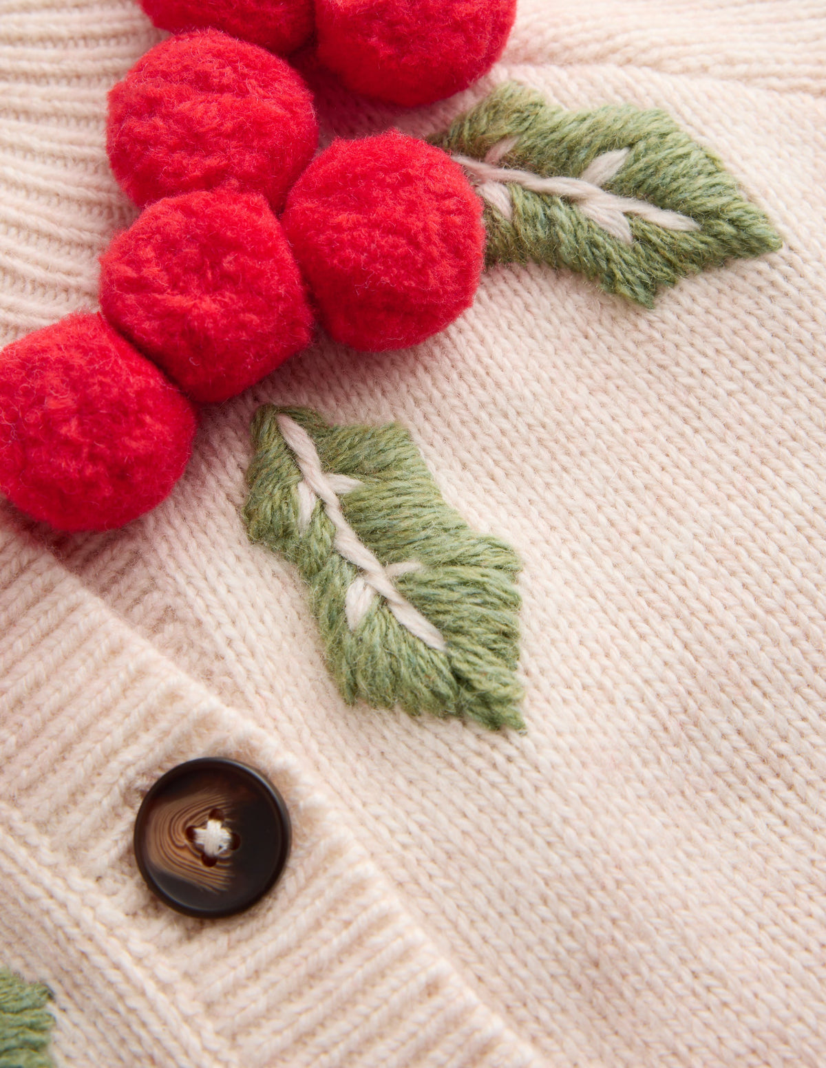 Mae Originelle Strickjacke-Naturweiß, Stechpalmenkranz-6