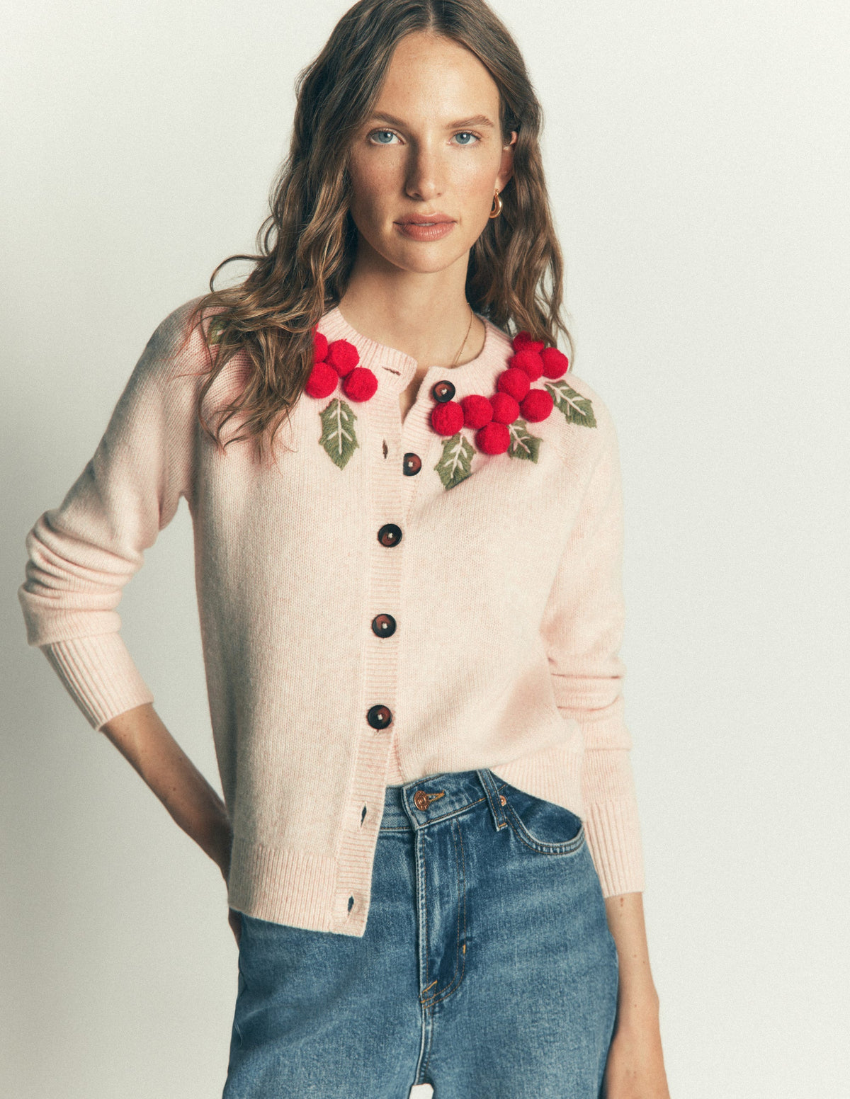 Mae Originelle Strickjacke-Naturweiß, Stechpalmenkranz - Image 4