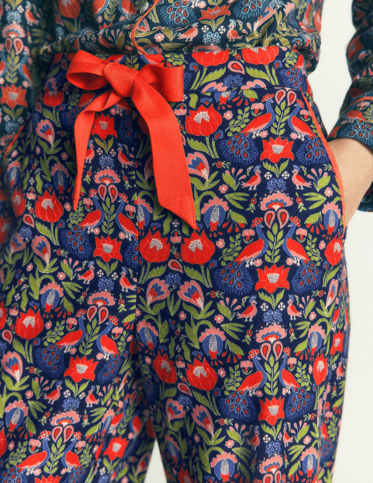 Bas de pyjama en coton brossé-Motif Orange Blossom-2