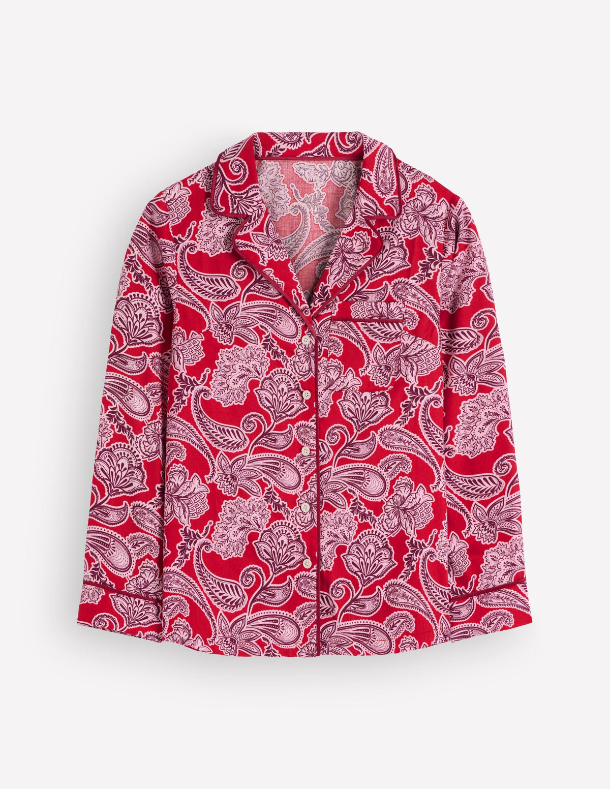 Chemise de pyjama en coton-Motif floral rouge - Image 6