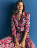 Chemise de pyjama en coton-Motif floral rouge