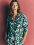 Schlafanzugoberteil aus gebürsteter Baumwolle-Blumenmuster Tiger