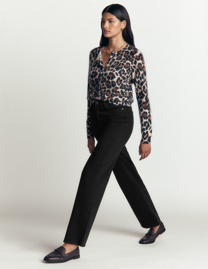 Jeans mit hohem Bund und geradem, weitem Bein-Schwarz